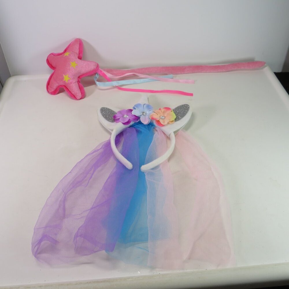 Plush Princess Wand & Unicorn Headband Halloween costume accessory